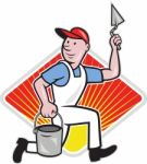 Plaster Masonry Worker Cartoon Stock Photo