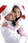 Father And Daughter Wearing Hat Stock Photo