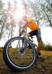 Young Man Riding Mountain Bike Mtb On Dirt Dune Use For Men Leis Stock Photo