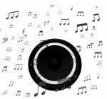 Speaker And Music Notes Shows Soundtrack Disco Or Concert Stock Photo