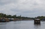 House Boat On A River Stock Photo