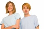 Smiling Teenage Couple Stock Photo