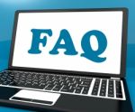 Faq On Laptop Shows Solution And Frequently Asked Questions Onli Stock Photo