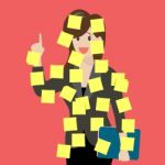 Sticky Notes Girl Stock Photo