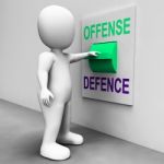 Offense Defence Switch Shows Attack Or Defend Stock Photo