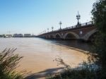 Pont De Pierre (peter's Bridge) Over The River Garonne In Bordea Stock Photo