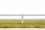 White Fence On Grassland Isolated Background Stock Photo