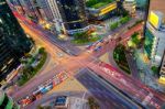 Seoul, South Korea - May 10 : Traffic Speeds Through An Intersection In Gangnam.gangnam Is An Affluent District Of Seoul. Photo Taken On May 10,2015 In Seoul,south Korea Stock Photo