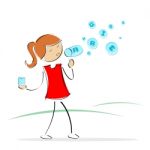 Girl Blowing Alphabet Bubbles Stock Photo