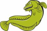 Burbot Fish Angry Cartoon Stock Photo