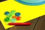 Bright Colored Background Items For Quilling (paper, Ruler) Stock Photo