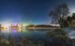 Fairy Castle At Night Stock Photo