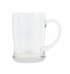 Side Of Empty Glass With Handle On White Background Stock Photo