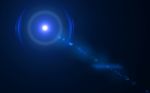 Anamorphic Blue Lens Flare Isolated On Black Background For Overlay Design Or Screen Blending Mode Stock Photo