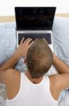 Man Working On Laptop Stock Photo