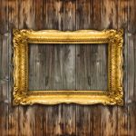 Big Retro Old Gold Picture Frame Stock Photo