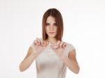 Girl Breaking A Cigarette Stock Photo