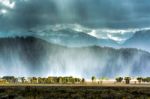 Scenic View Of The Grand Teton National Park Stock Photo