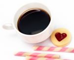 Love Cookie Coffee Indicates Cracker Delicious And Bicky Stock Photo