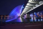 Rainbow Fountain Show At Expo Bridge In South Korea Stock Photo