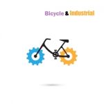 Bicycle Logo Design Icon And Gear Sign.bicycle Rider Silhouette Sign Stock Photo