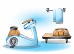 Cartoon  Illustration Interior Fitness Room With Separated Layers Stock Photo