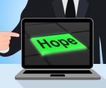 Hope Button Displays Hoping Hopeful Wishing Or Wishful Stock Photo