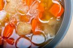 Traditional Italian Minestrone Soup Stock Photo