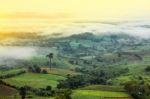 Beautiful Scenary Valley Of Mountain At Sun Rising Giving A Beau Stock Photo