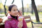 A Girl With Phone Stock Photo