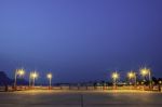 The Lights On The Bridge At Night Background Sea And Island At Prachuap Bay In Thailand Stock Photo