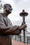 Close-up Of The World Harmony Peace Statue In Cardiff Bay Stock Photo