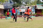 Bangkok, Thailand - Nov 2016: In The Nov 23, 2016. Youth Soccer Match, In Pieamsuwan Elementary School Stock Photo