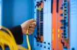 Fix Network Switch In Data Center Room Stock Photo