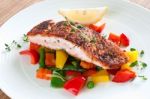 Salmon With Vegetables Stock Photo