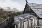 Boat Shed In Dove Lake, Tasmania  Stock Photo