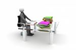 Manager Sits At A Desk With A File Stock Photo