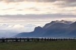 Pipeline With Mountain Stock Photo