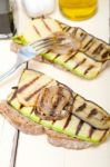 Grilled Vegetables On Bread Stock Photo