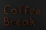 Coffee Break Words Consist  Of Coffee Beans Stock Photo