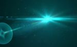 Digital Lens Flare In Black Background Horizontal Frame Warm Stock Photo