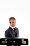 Businessman holding Briefcase Stock Photo