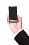 Businessman Holding Smart Phone Stock Photo