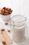 Almond Milk Organic Healthy Nut Vegan Vegetarian Drink Stock Photo