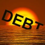 Debt Word Sinking Stock Photo