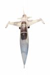 Top Front View Of Military Jet Plane Isolated White Stock Photo