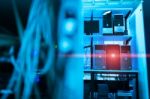 Network Servers In Data Room Domestic Room Stock Photo