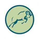 Mountain Sheep Jumping Circle Icon Stock Photo