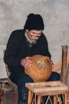 Basket Weaver At Work In A Factory Shop In Camacha Madeira Stock Photo