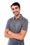 Confident Young Casual Guy, Studio Shot Stock Photo